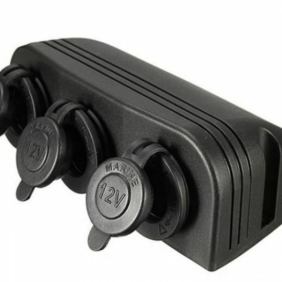 Marine 12V-24V 3-WAY Waterproof Boat-Car-RV-ATV Power Socket - Picture 2 of 4